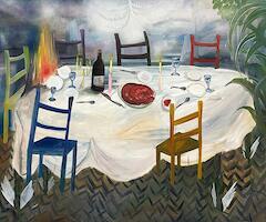 "Como una nube de fuego", Lucía Erijimovich  Óleo y aerosol sobre lienzo, 150 x 190 cm, 2023