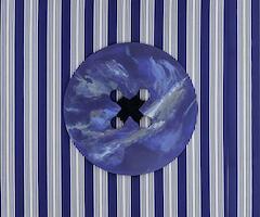 “Rayano con lo azul”, 100 x 130 cm, acrílico y aplicaciones sobre tela, 2022